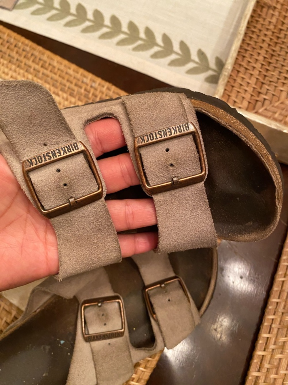 Birkenstock Arizona Suede Double Strap Sandals in Grey Taupe - Picture 9 of 9